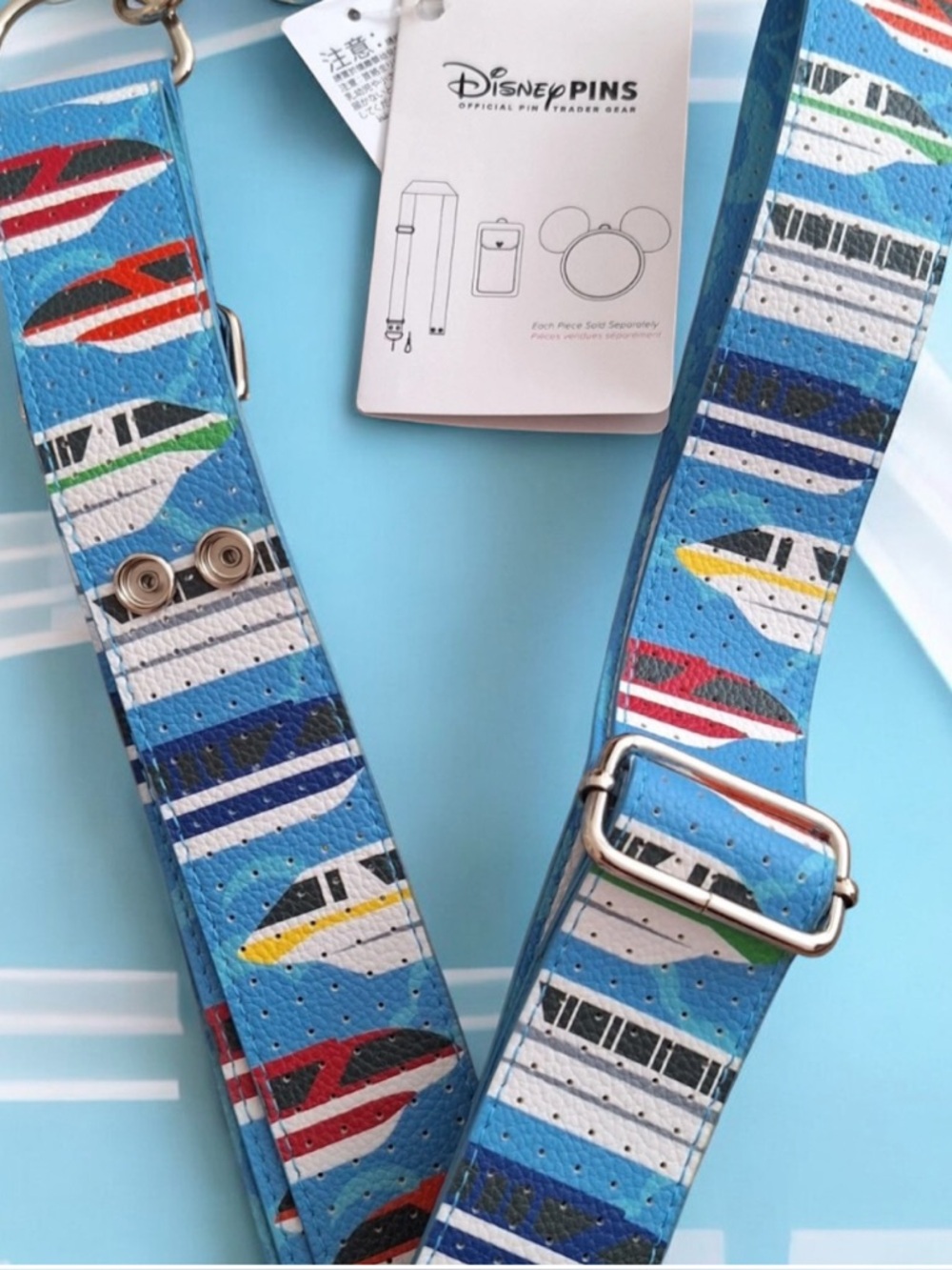 NWT Disney Parks MK Monorail Magic Kingdom Official Pin Trader Gear Bag Strap